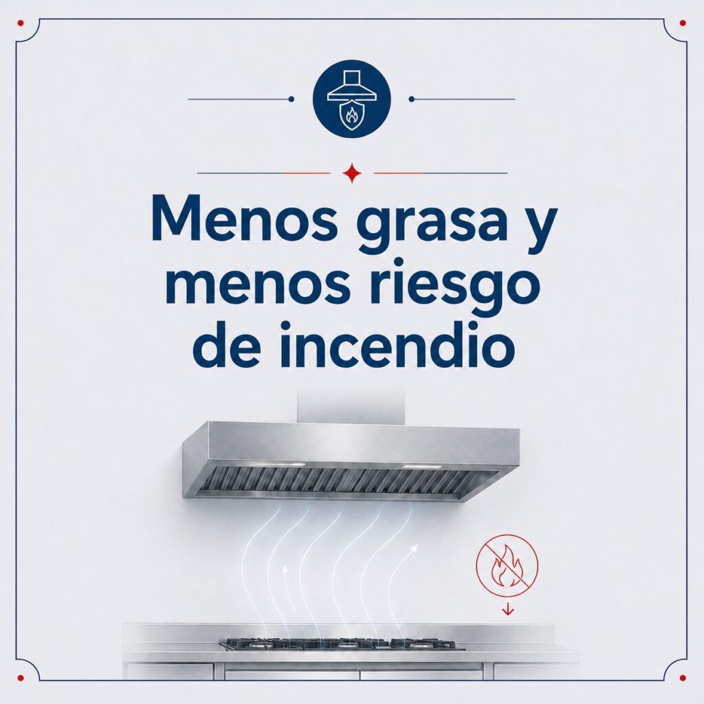 Menos grasa y riesgo de incendio con el buen mantenimiento de extracción de humo