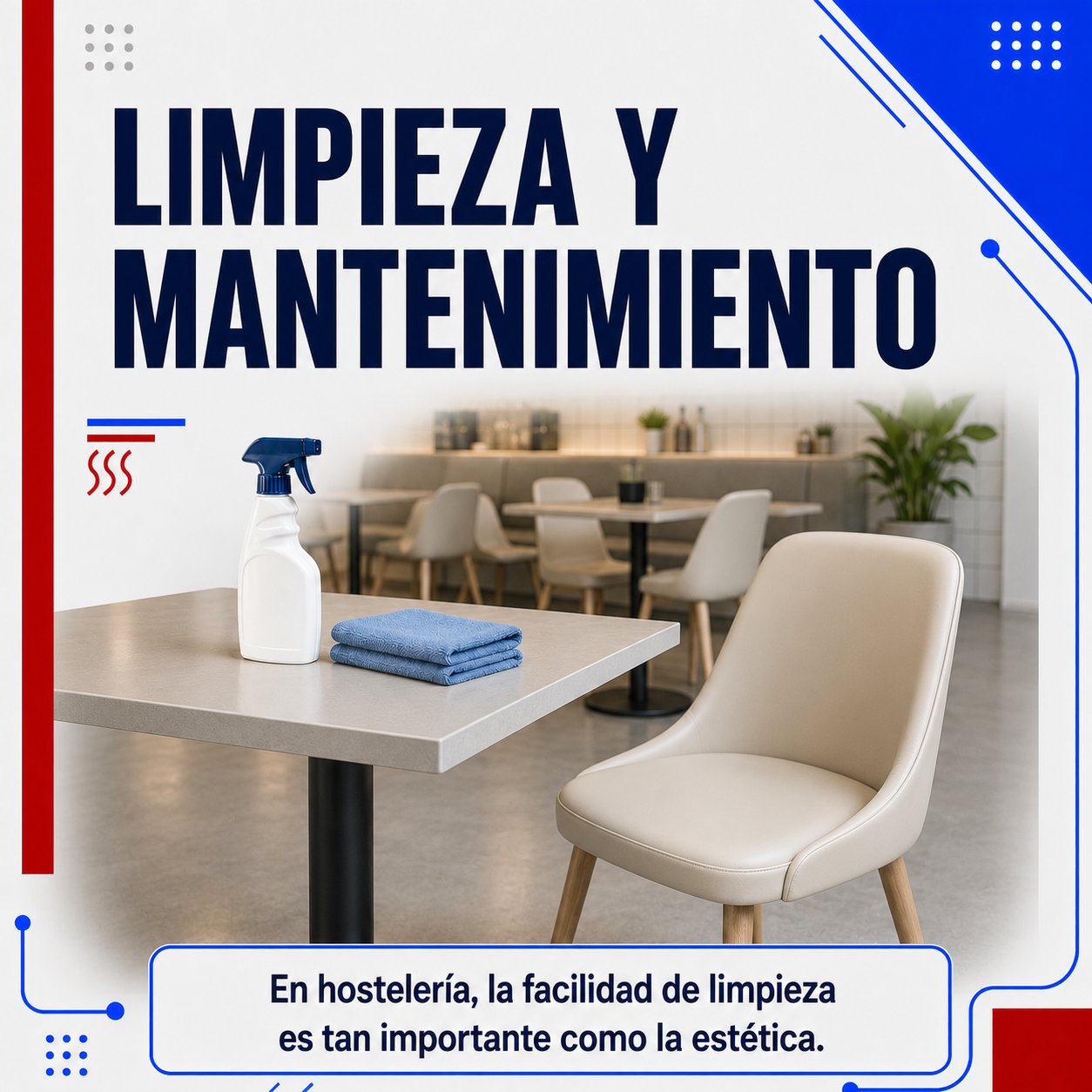 Limpieza y Mantenimiento para elegir Mobiliario de Hostelería Rohostel Canarias. En hostelería, la facilidad de limpieza es tan importante como la estética.