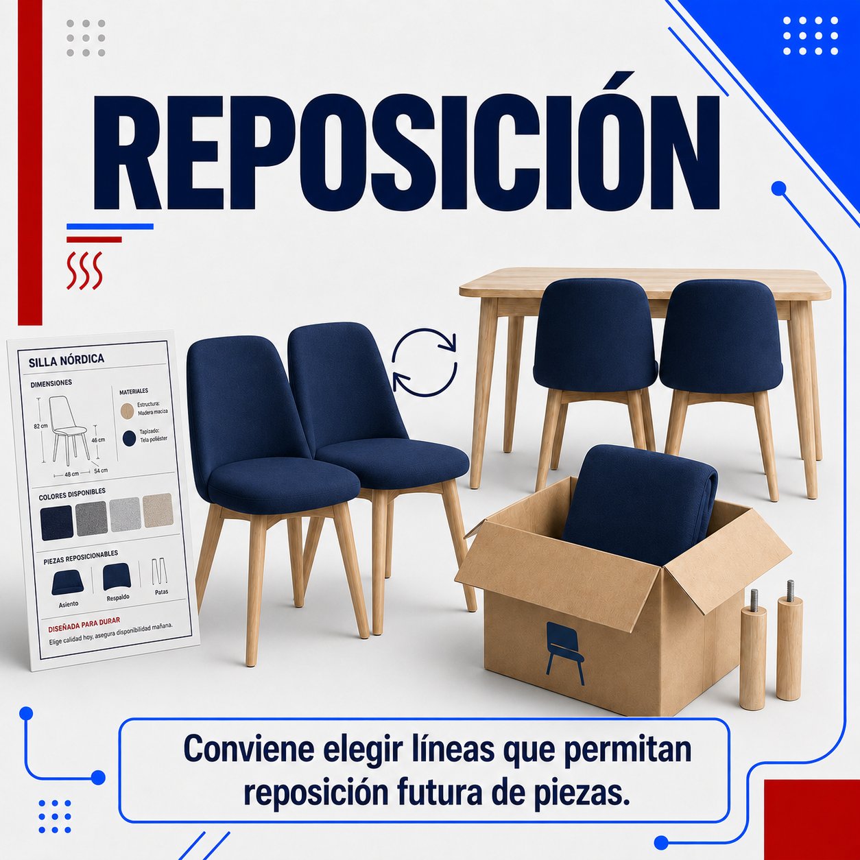 Reposición de Mobiliario para elegir Hostelería Rohostel Canarias. Conviene elegir líneas que permitan reposición futura de piezas.