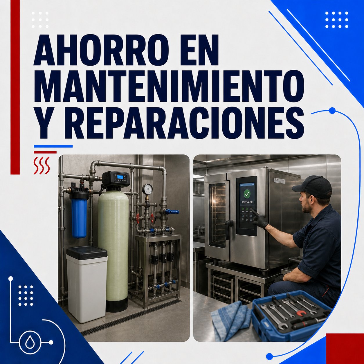 Ahorro en mantenimiento y reparaciones: Bajan los costes de servicio técnico, recambios y limpiezas correctivas. Menos incidencias significa menos dinero perdido en intervenciones evitables.