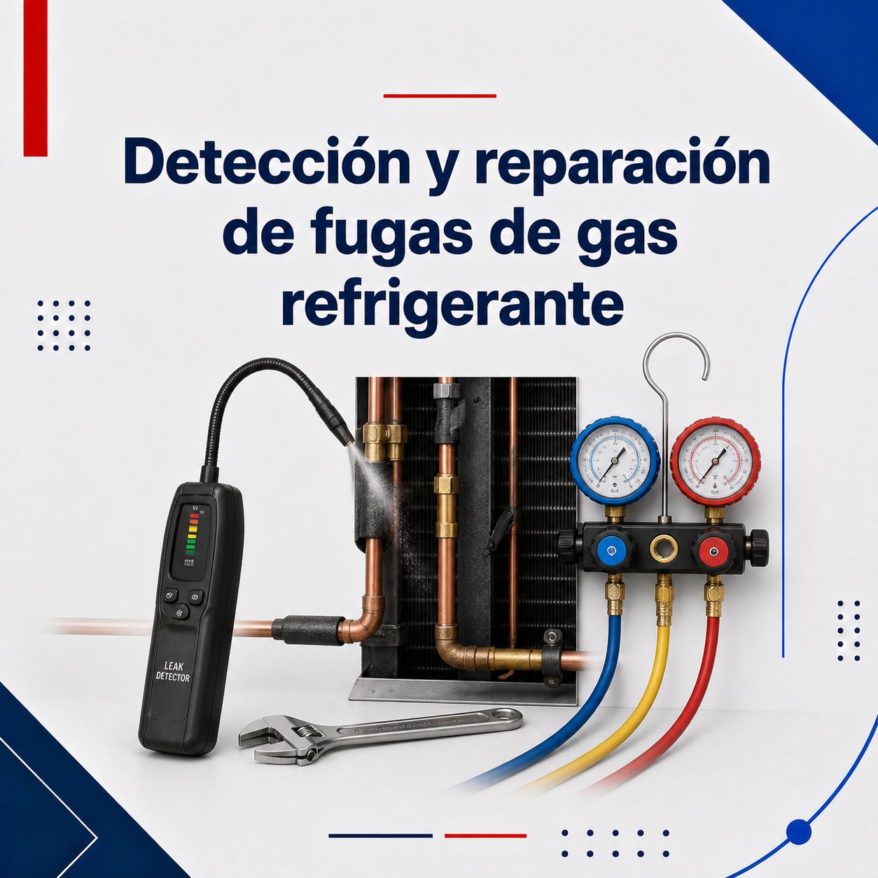 Detección y reparación de fugas de Gas refrigerante