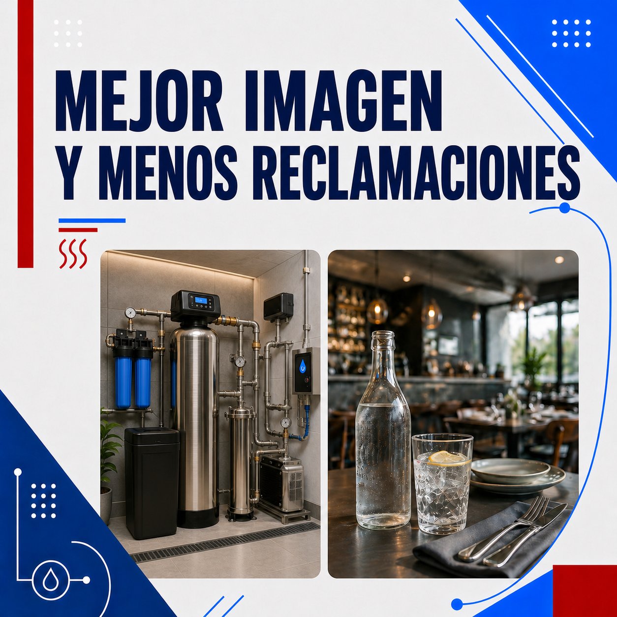 Mejor imagen y menos reclamaciones Agua de mejor calidad y equipos funcionando bien se traduce en mejor servicio, mejor producto final y menos problemas con clientes.